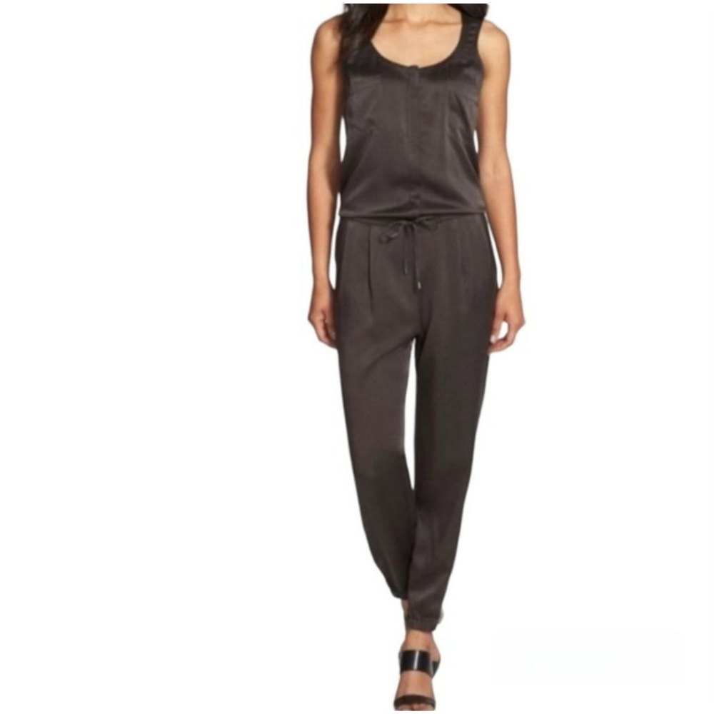 EILEEN FISHER Brown Sleeveless Silk Jumpsuit L